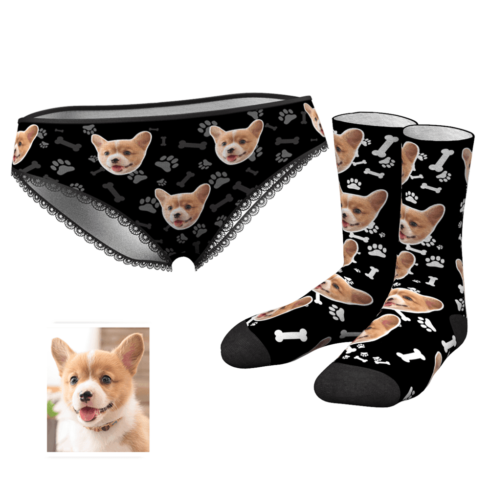 Custom Dog Face Panties And Socks Set-MyPhotoSocks