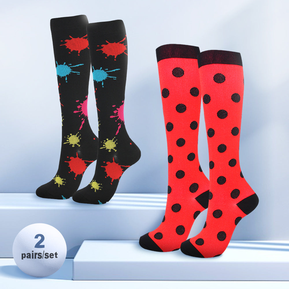 2Pairs/pack Compression Sock Women Men Knee High Running 44 Mmhg Edema Diabetes Varicose Veins Cycling Marathon Sports Socks
