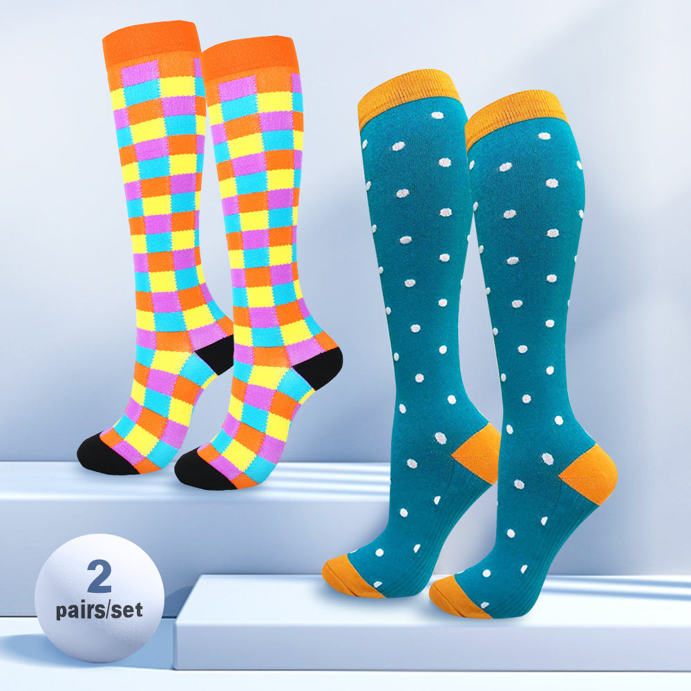2Pairs/pack Compression Sock Women Men Knee High Running 48 Mmhg Edema Diabetes Varicose Veins Cycling Marathon Sports Socks