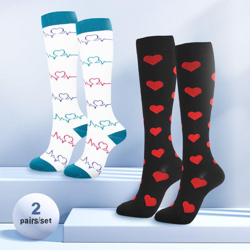 2Pairs/pack Compression Sock Women Men Knee High Running 51 Mmhg Edema Diabetes Varicose Veins Cycling Marathon Sports Socks