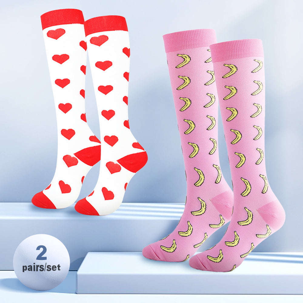 2Pairs/pack Compression Sock Women Men Knee High Running 53 Mmhg Edema Diabetes Varicose Veins Cycling Marathon Sports Socks