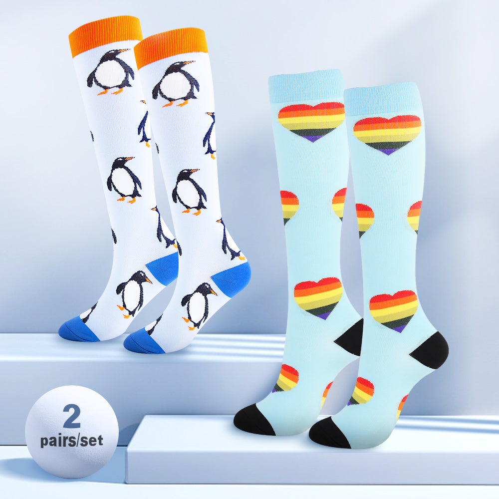 2Pairs/pack Compression Sock Women Men Knee High Running 54 Mmhg Edema Diabetes Varicose Veins Cycling Marathon Sports Socks