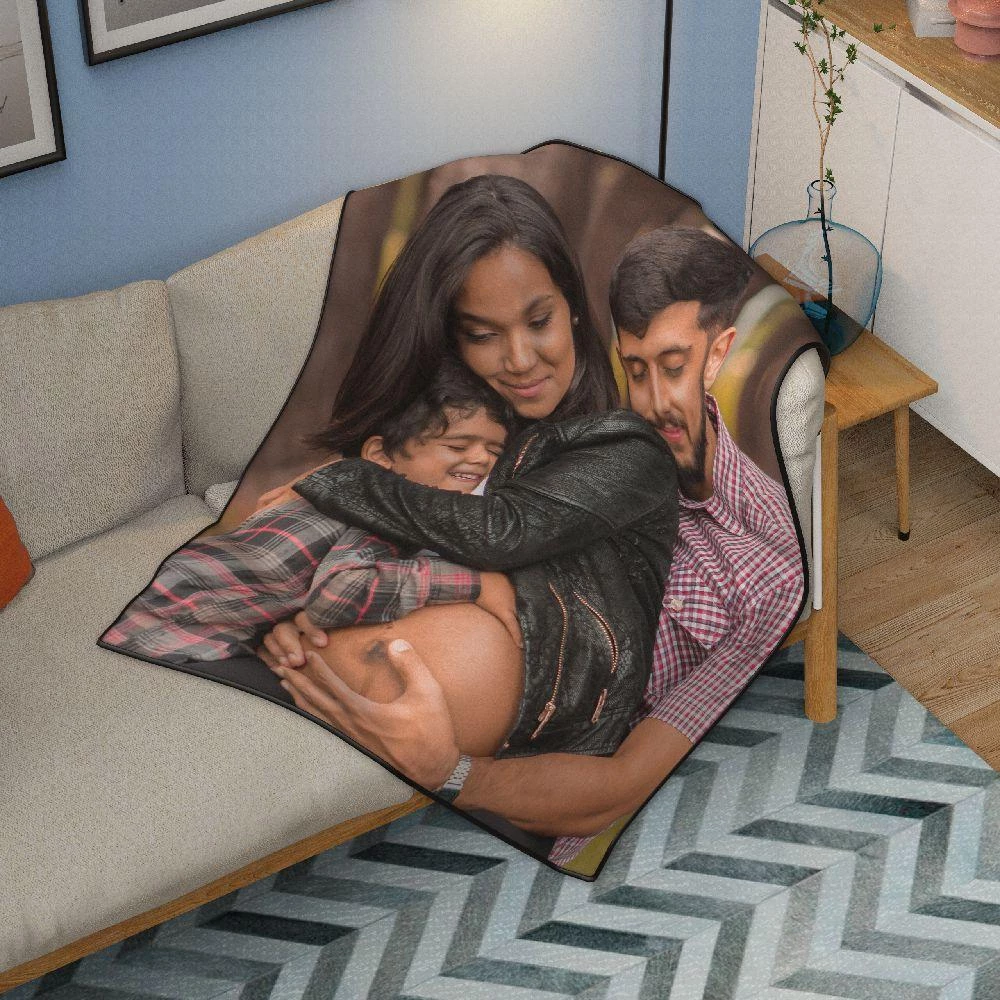 Personalized Family Photo Cover Whole Fleece Custom Blanket - MyPhotoSocks