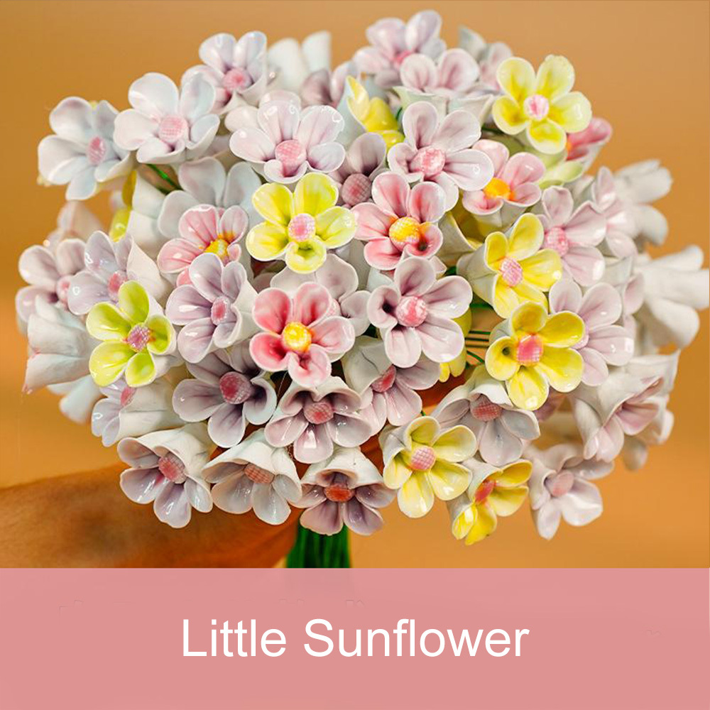 Handcrafted Ceramic Flower Bouquet Everlasting Blooms for DIY Home Decor, Perfect for Valentine'S Day, Christmas, Mother'S Day Gift