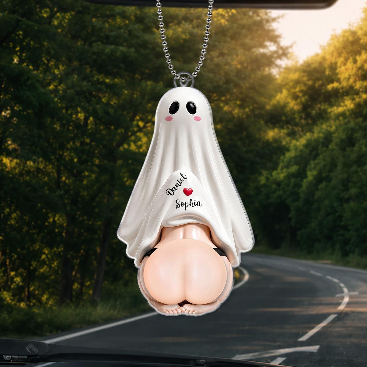[3D Printing Effect] Personalised Halloween Gifts for Couples - Ghost Butt Squishy Acrylic Car Ornament