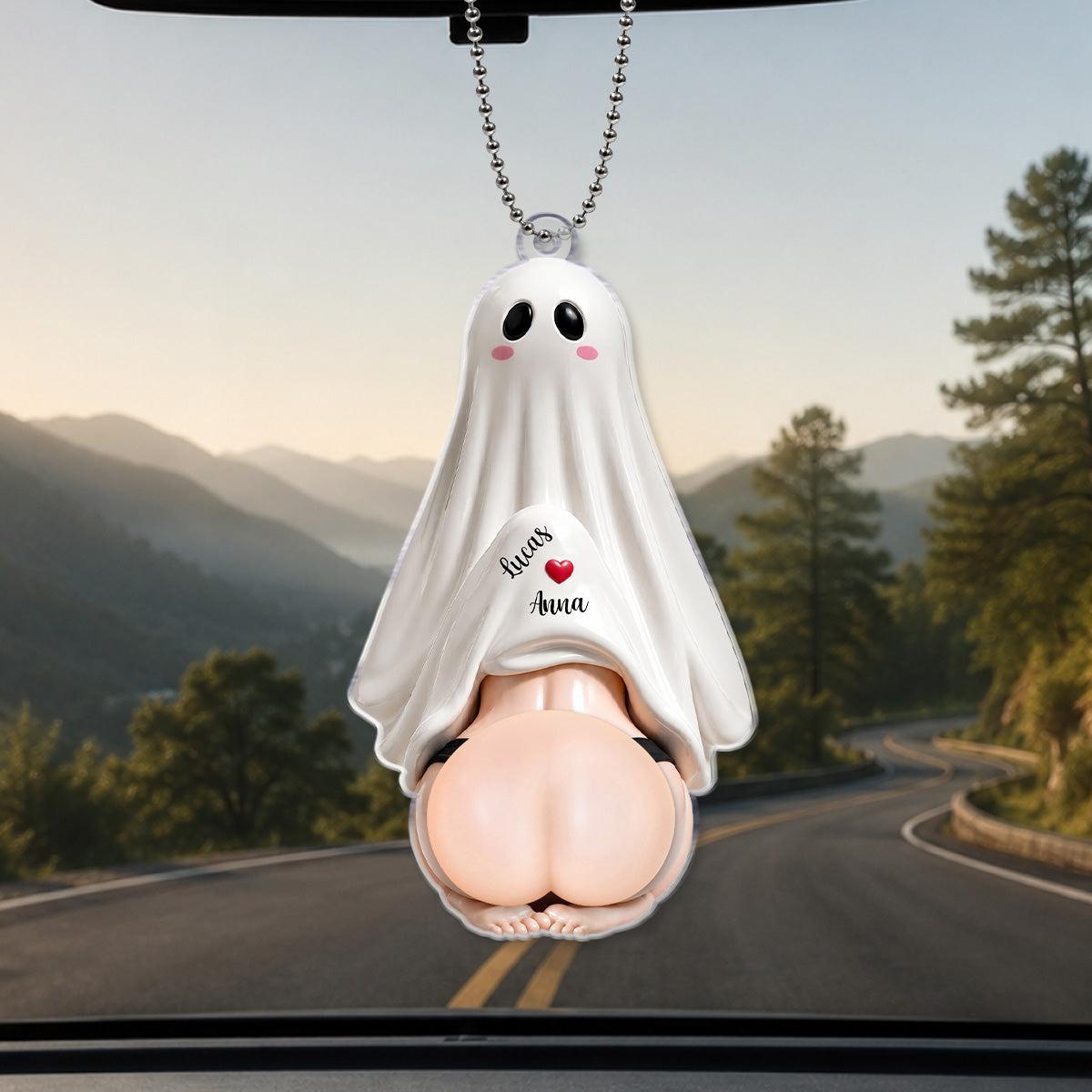 [3D Printing Effect] Personalised Halloween Gifts for Couples - Ghost Butt Squishy Acrylic Car Ornament
