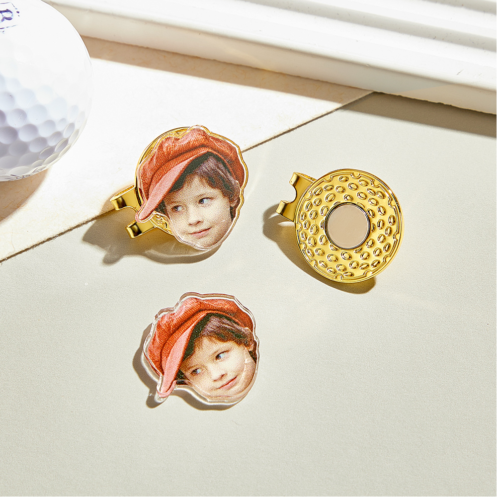 Custom Golf Marker with Photo, Picture Golf Ball Marker Magnetic Hat Clip Golf Accessory, Christmas/Father's Day Gift for Golf Lovers/Father