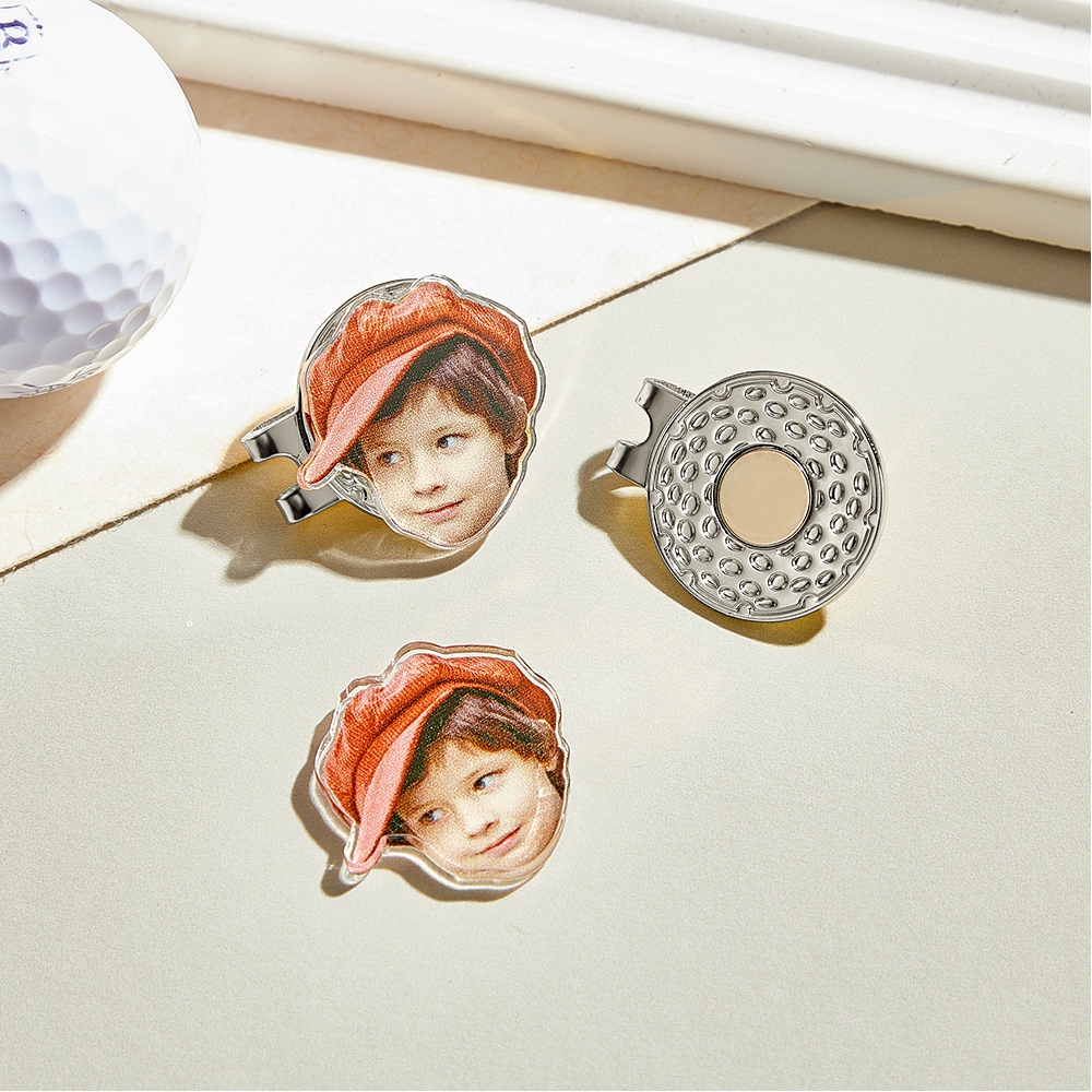 Custom Golf Marker with Photo, Picture Golf Ball Marker Magnetic Hat Clip Golf Accessory, Christmas/Father's Day Gift for Golf Lovers/Father