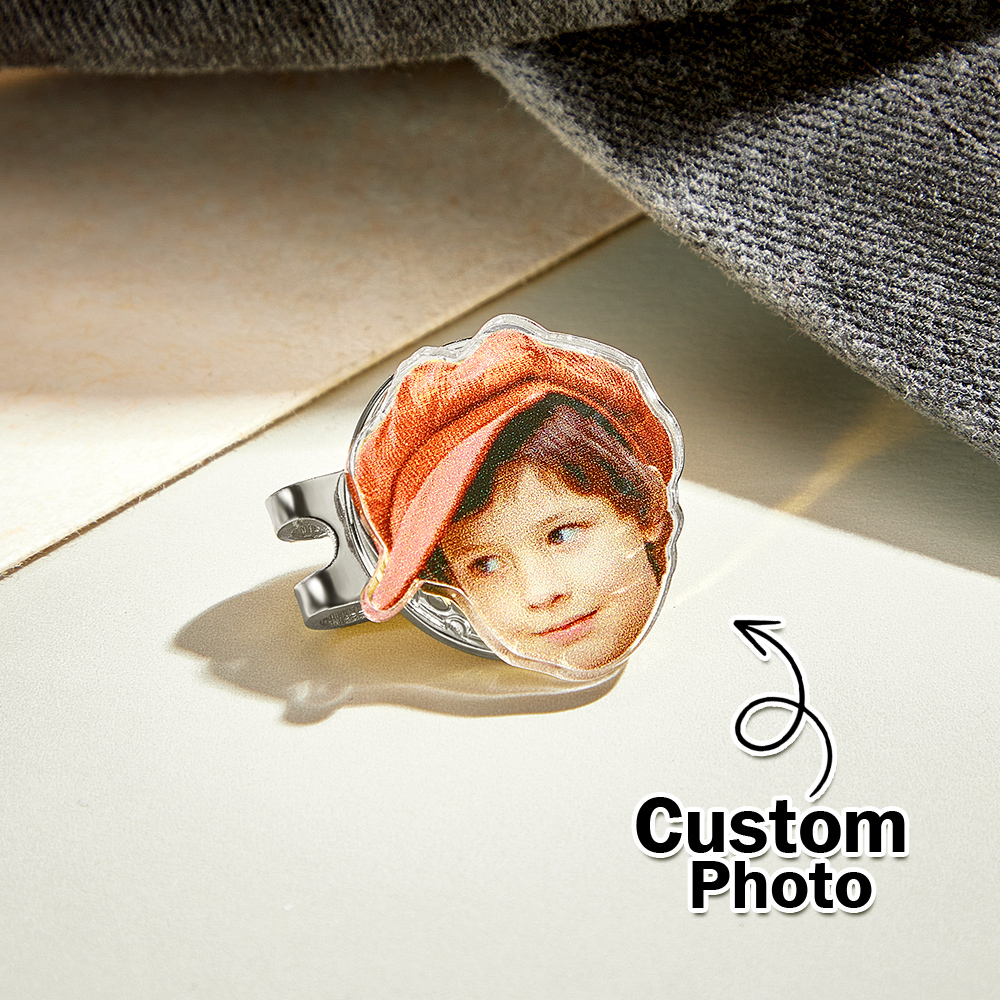 Custom Golf Marker with Photo, Picture Golf Ball Marker Magnetic Hat Clip Golf Accessory, Christmas/Father's Day Gift for Golf Lovers/Father