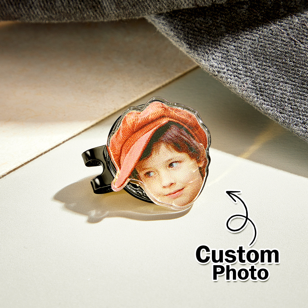 Custom Golf Marker with Photo, Picture Golf Ball Marker Magnetic Hat Clip Golf Accessory, Christmas/Father's Day Gift for Golf Lovers/Father