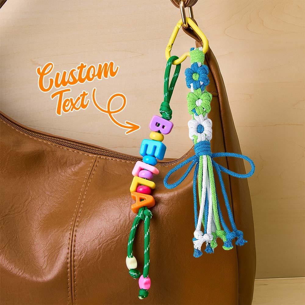 Custom Bag Charm Name Tag With Tassel-Random Color Acrylic Letters for Beach Bag,Backpack,Bag Charm With Kids Name,Personalized Name Tag
