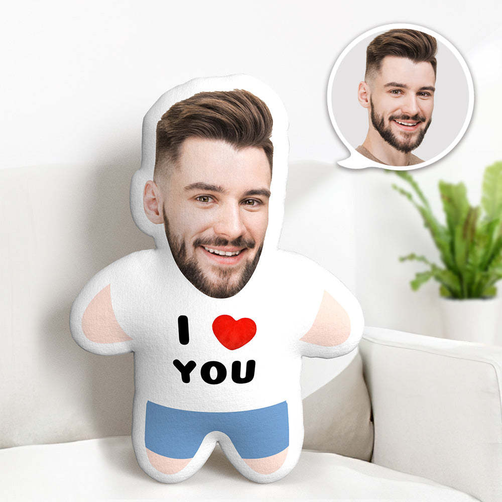 I LOVE YOU Minime Throw Pillow Custom Face Teddy Personalized Photo Minime Pillow