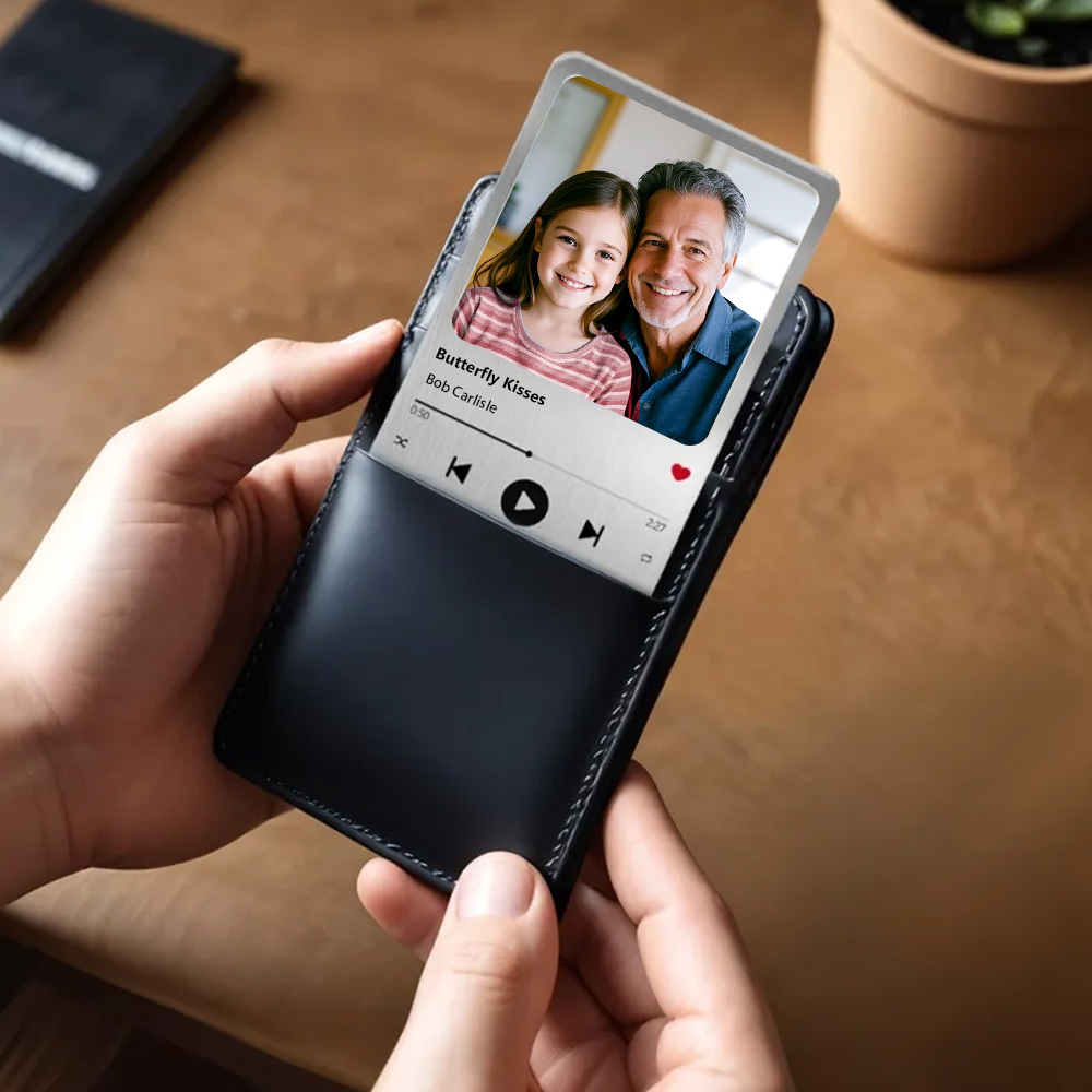 Custom Favorite Song Metal Wallet Card Personalized Aluminum Photo Wallet Card Gifts For Dad 