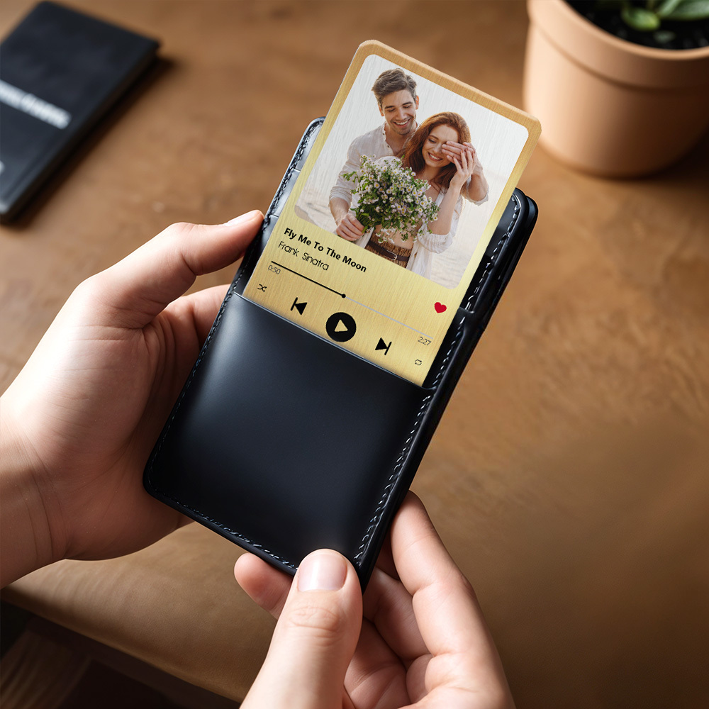NFC Custom Favorite Song Metal Wallet Card - Personalized Aluminum Photo Wallet Card - Valentine's Day Gifts For Him, Boyfriend, Husband