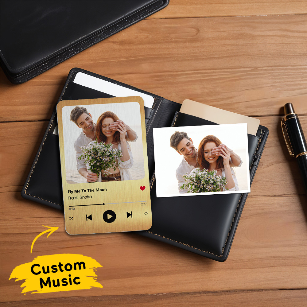 NFC Custom Favorite Song Metal Wallet Card - Personalized Aluminum Photo Wallet Card - Valentine's Day Gifts For Him, Boyfriend, Husband