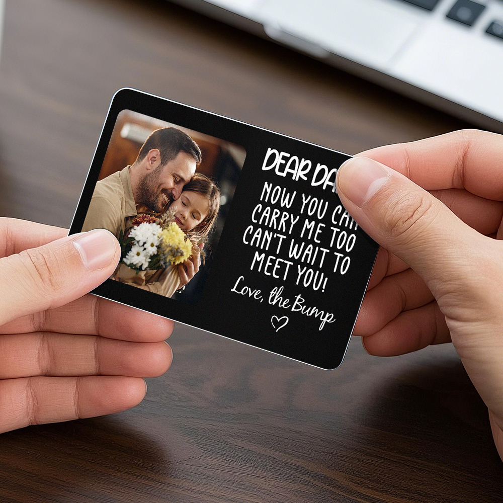 Custom Metal Wallet Card DEAR DADDY Personalized Aluminum Photo Wallet Card Love Bank