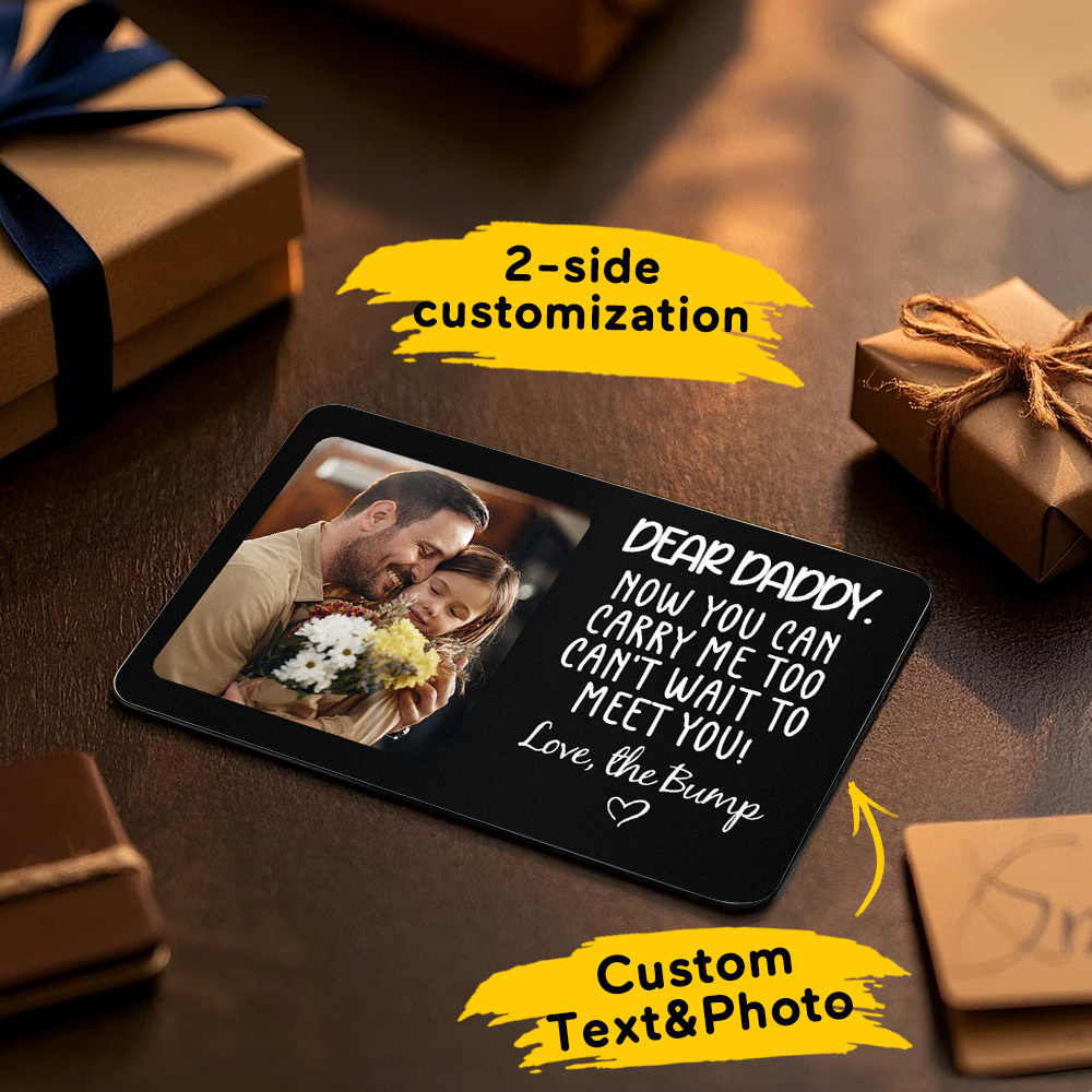 Custom Metal Wallet Card DEAR DADDY Personalized Aluminum Photo Wallet Card Love Bank