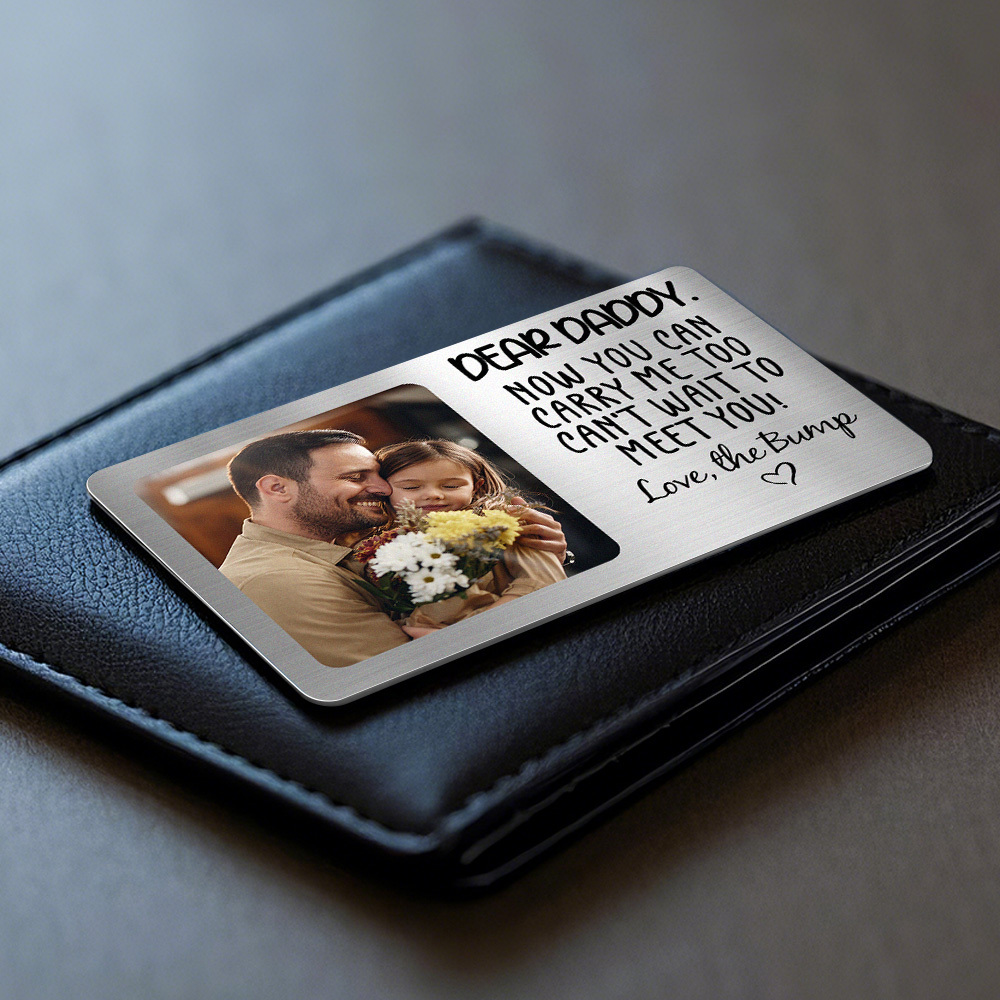 Custom Metal Wallet Card DEAR DADDY Personalized Aluminum Photo Wallet Card Love Bank