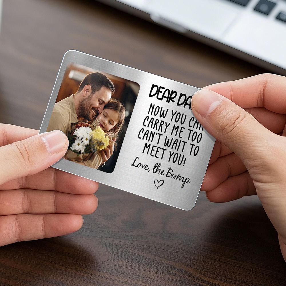 Custom Metal Wallet Card DEAR DADDY Personalized Aluminum Photo Wallet Card Love Bank