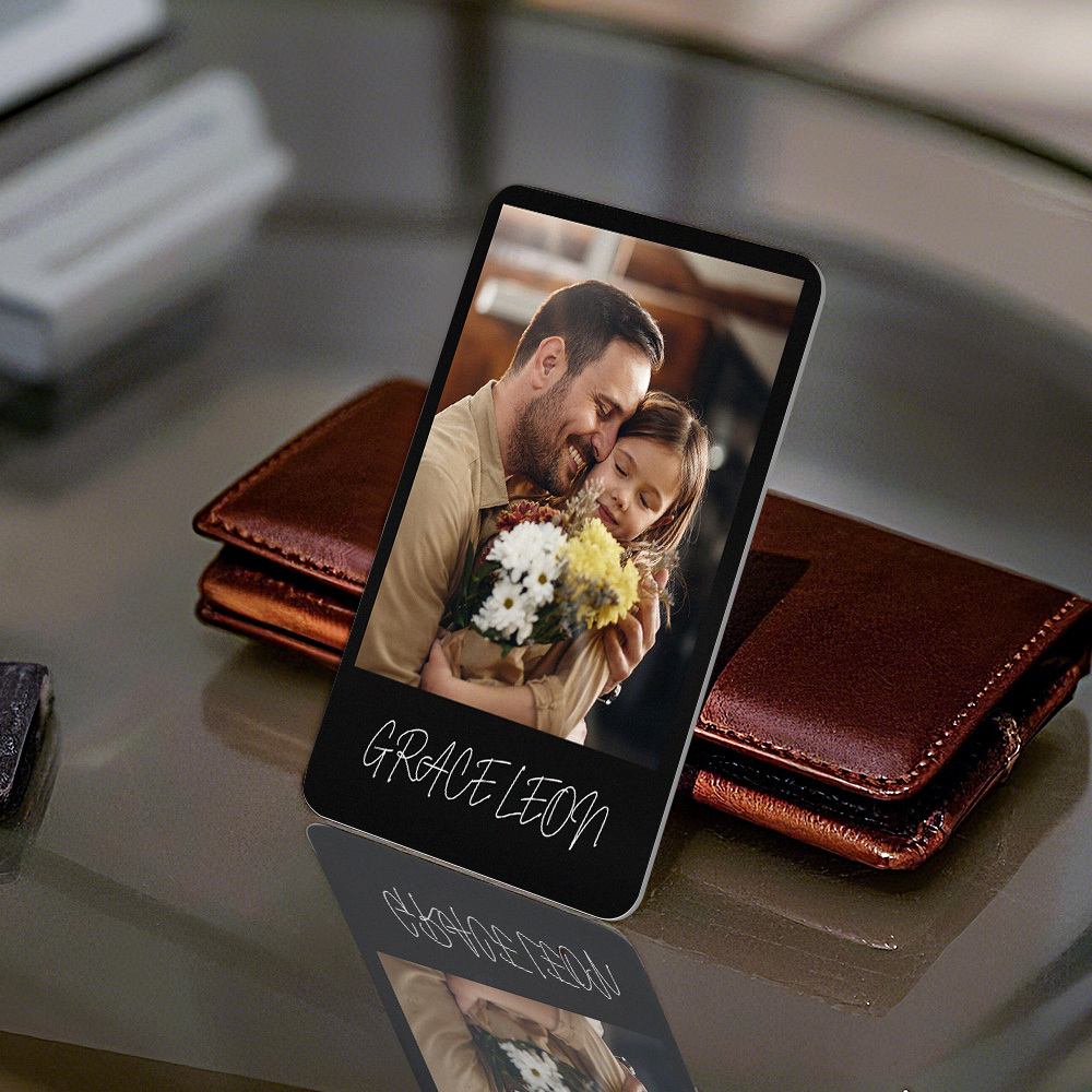 Custom Metal Wallet Card Personalized Aluminum Photo Wallet Card Father's Day Gift 