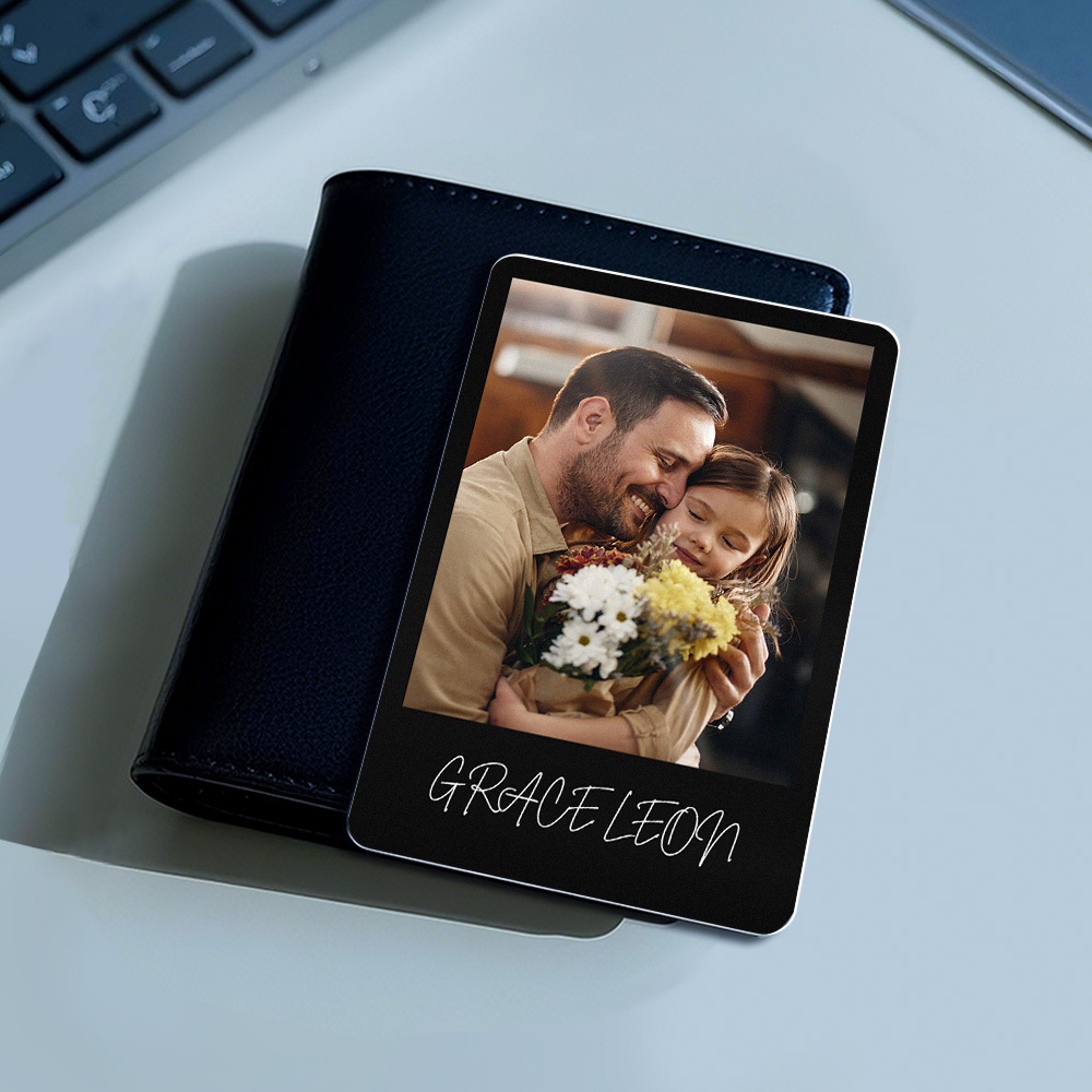 Custom Metal Wallet Card Personalized Aluminum Photo Wallet Card Father's Day Gift 