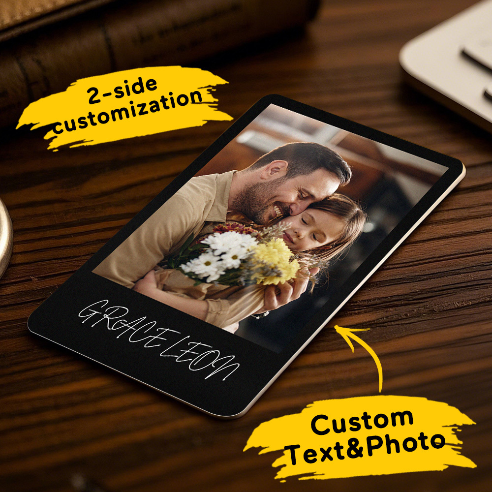 Custom Metal Wallet Card Personalized Aluminum Photo Wallet Card Father's Day Gift 