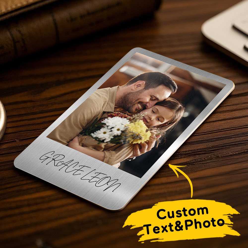 Custom Metal Wallet Card Personalized Aluminum Photo Wallet Card Father's Day Gift 
