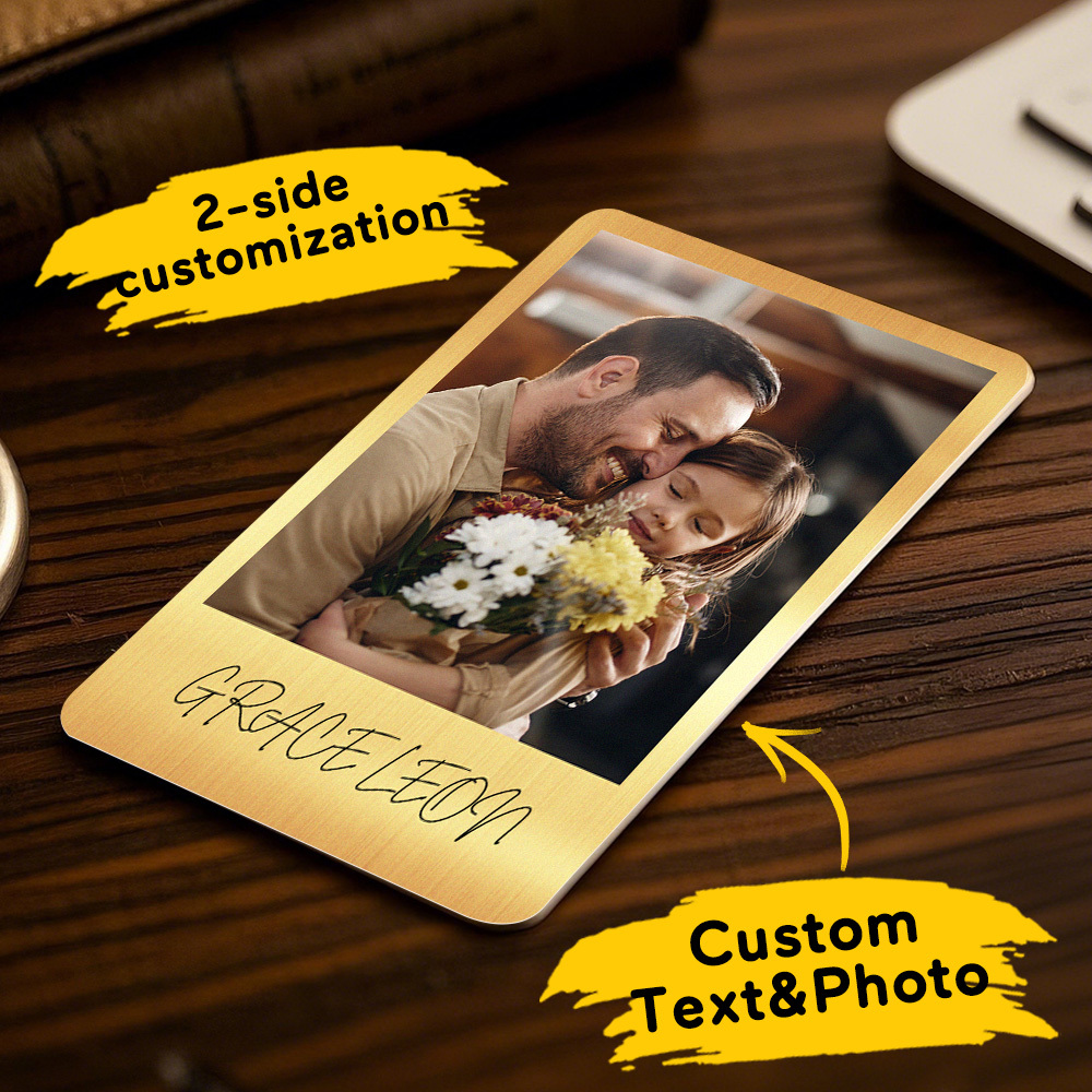 Custom Metal Wallet Card Personalized Aluminum Photo Wallet Card Father's Day Gift 
