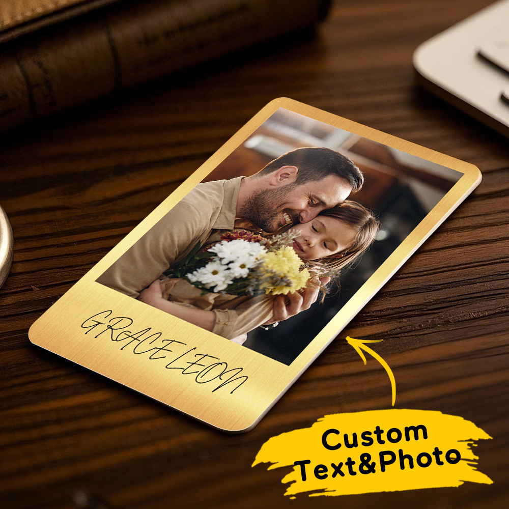 Custom Metal Wallet Card Personalized Aluminum Photo Wallet Card Father's Day Gift 