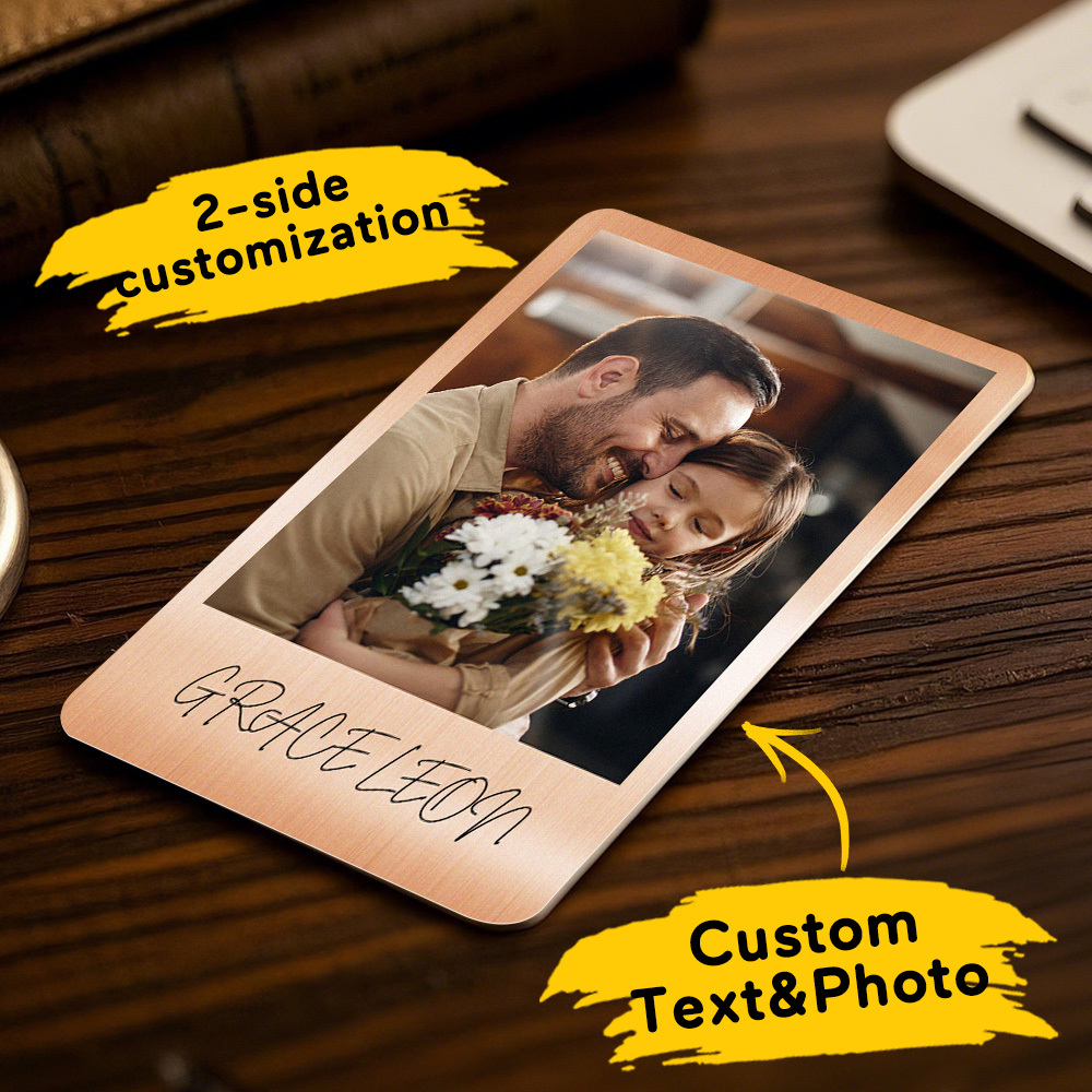 Custom Metal Wallet Card Personalized Aluminum Photo Wallet Card Father's Day Gift 