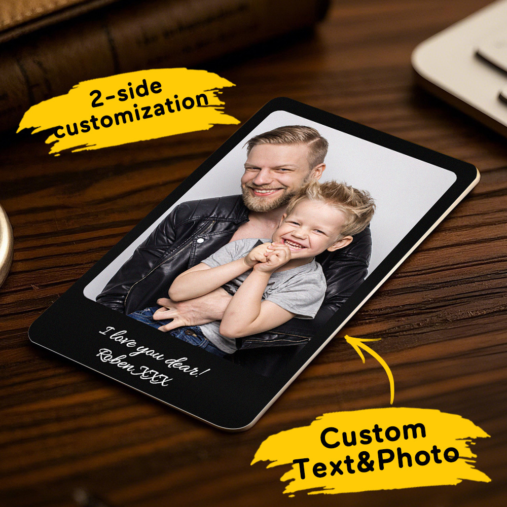 Custom Metal Wallet Card Personalized Aluminum Photo Wallet Card Father's Day Gifts