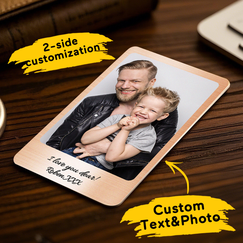 Custom Metal Wallet Card Personalized Aluminum Photo Wallet Card Father's Day Gifts