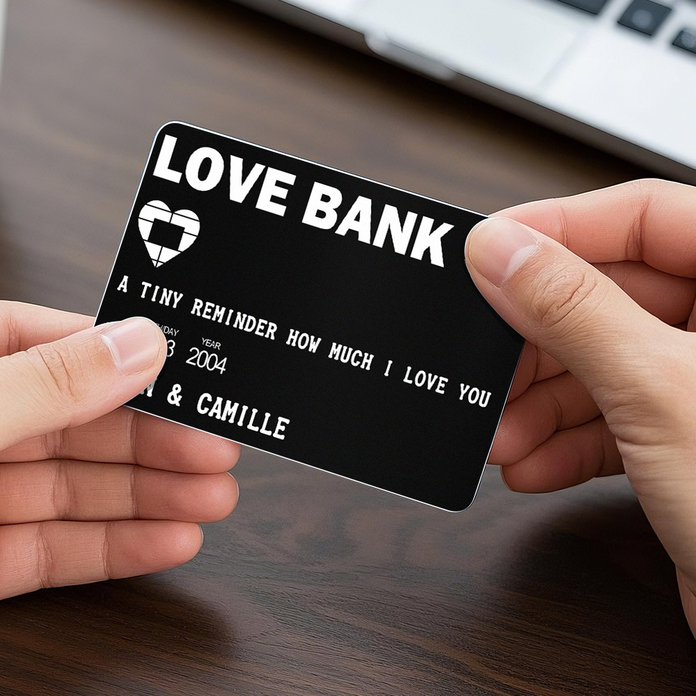 Father's Day Gifts Custom Metal Wallet Card Personalized Aluminum Photo Wallet Card Love Bank