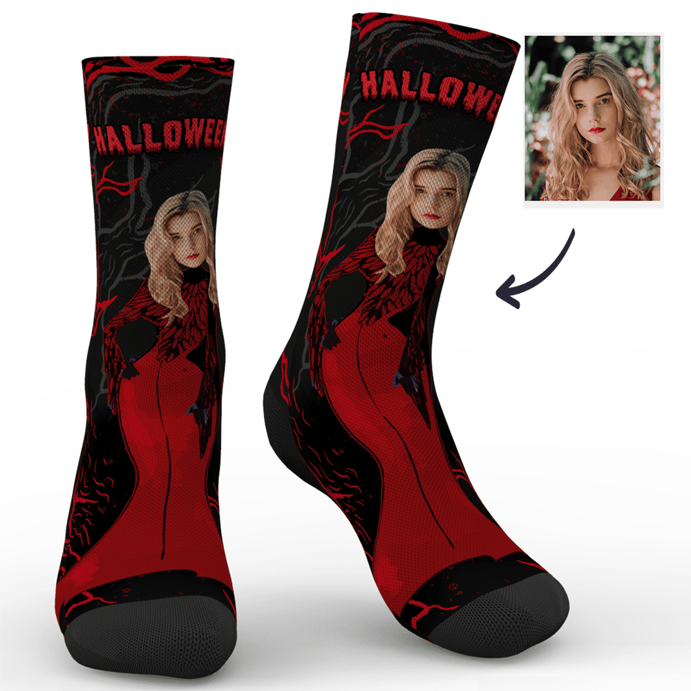 Custom Halloween Vampire Miss Photo Socks - MyPhotoSocks