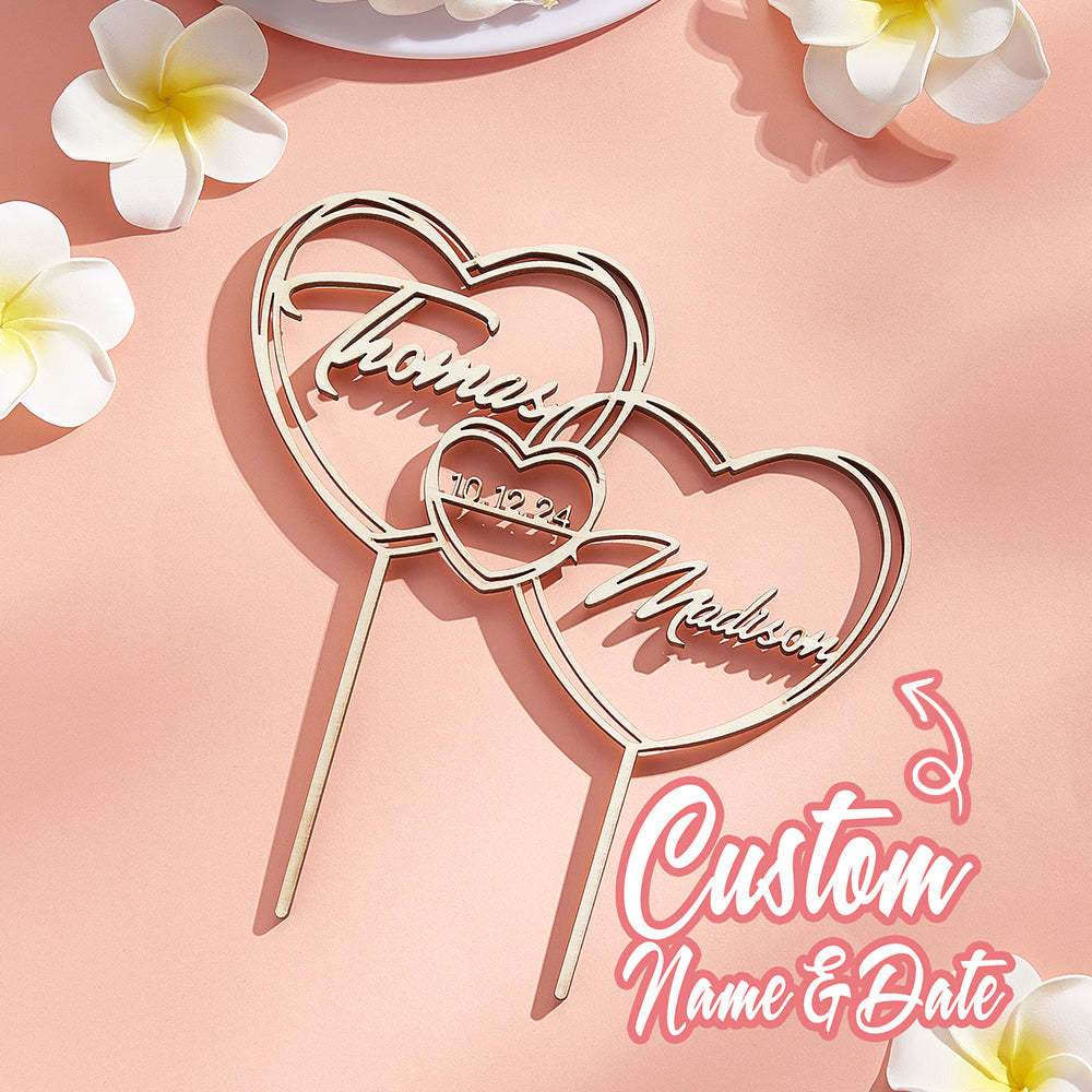 Personalized Cake Topper with Hearts for Wedding - MyPhotoSocks