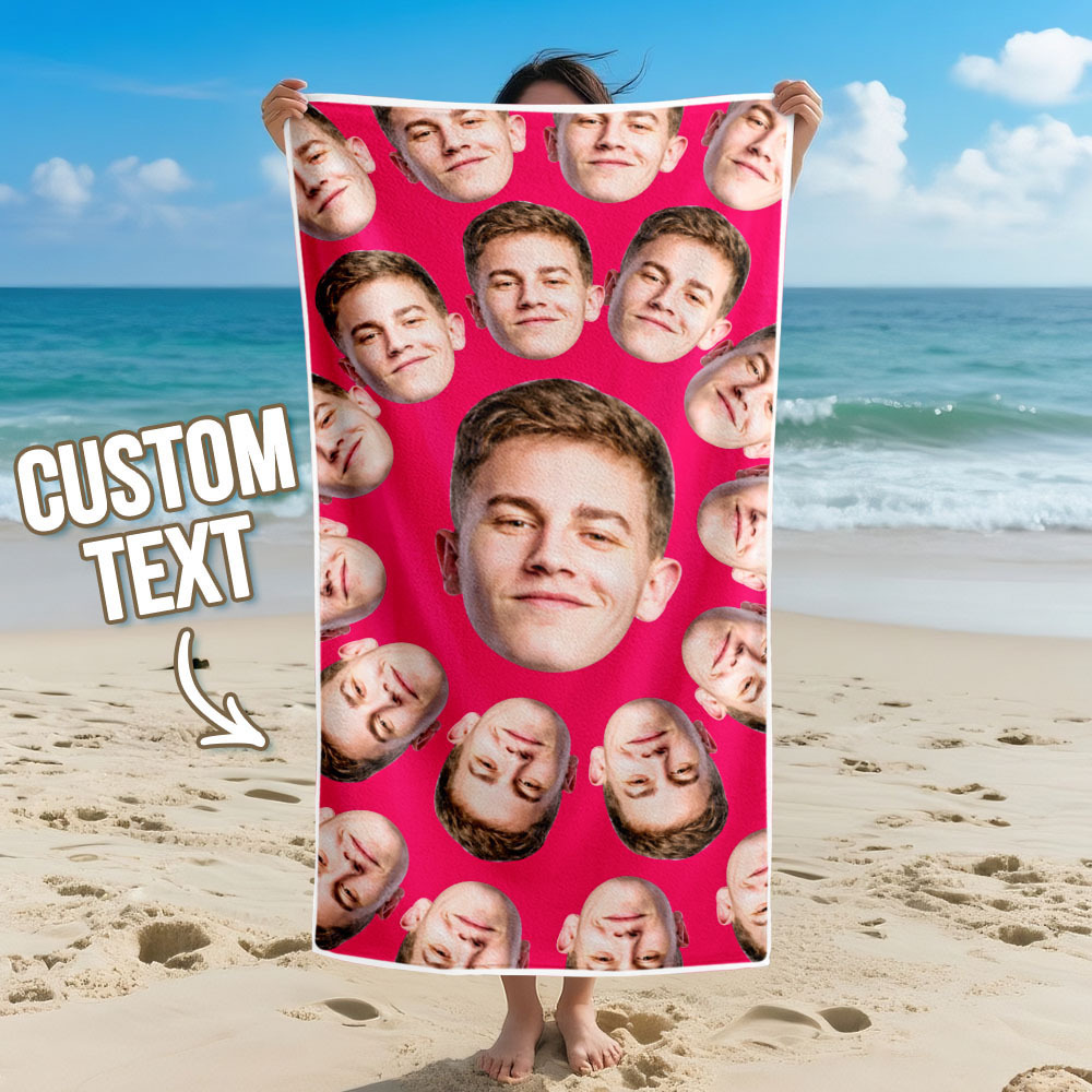 Custom Photo Cartoon Beach Towel Muti-face Colored Beach Towel Summer Funny Gift Idea - MyPhotoSocks