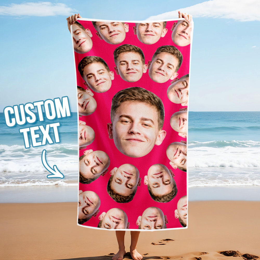 Custom Photo Cartoon Beach Towel Muti-face Colored Beach Towel Summer Funny Gift Idea - MyPhotoSocks
