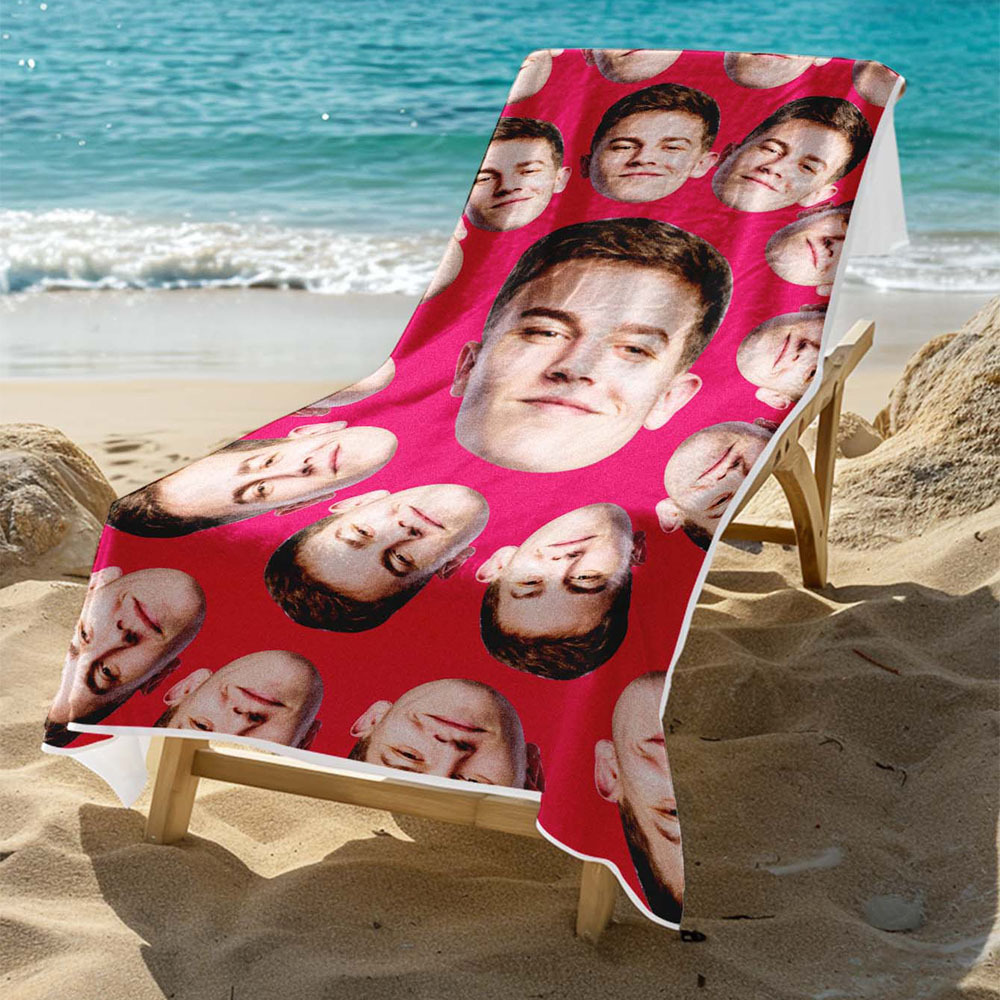 Custom Photo Cartoon Beach Towel Muti-face Colored Beach Towel Summer Funny Gift Idea - MyPhotoSocks