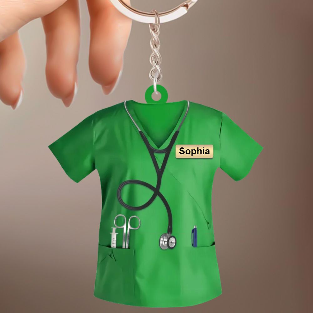 Custom Nurse Uniform Keychain Acrylic Keychain With Text Unique Gift For Nurse - soufeelus