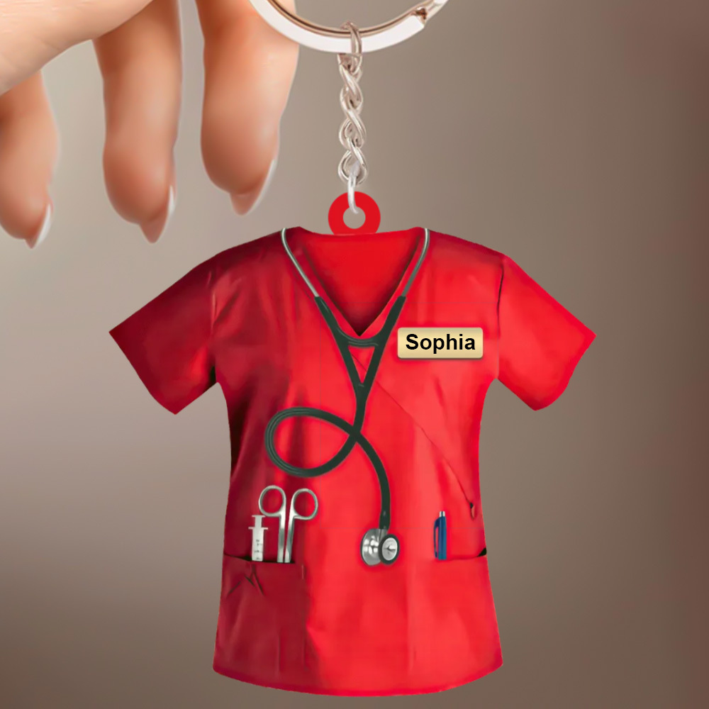 Custom Nurse Uniform Keychain Acrylic Keychain With Text Unique Gift For Nurse - soufeelus