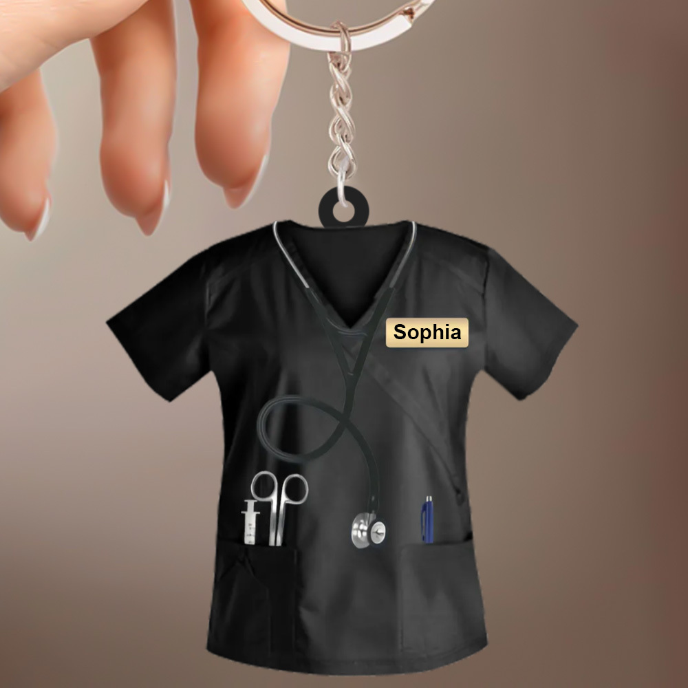Custom Nurse Uniform Keychain Acrylic Keychain With Text Unique Gift For Nurse - soufeelus