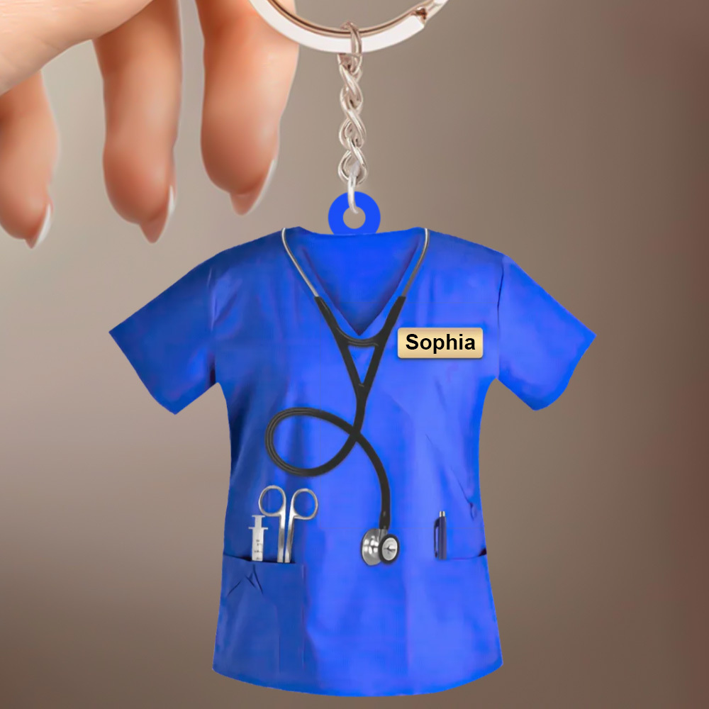 Custom Nurse Uniform Keychain Acrylic Keychain With Text Unique Gift For Nurse - soufeelus