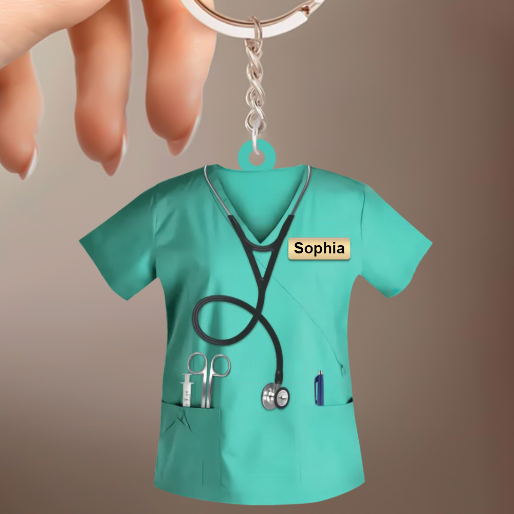 Custom Nurse Uniform Keychain Acrylic Keychain With Text Unique Gift For Nurse - soufeelus