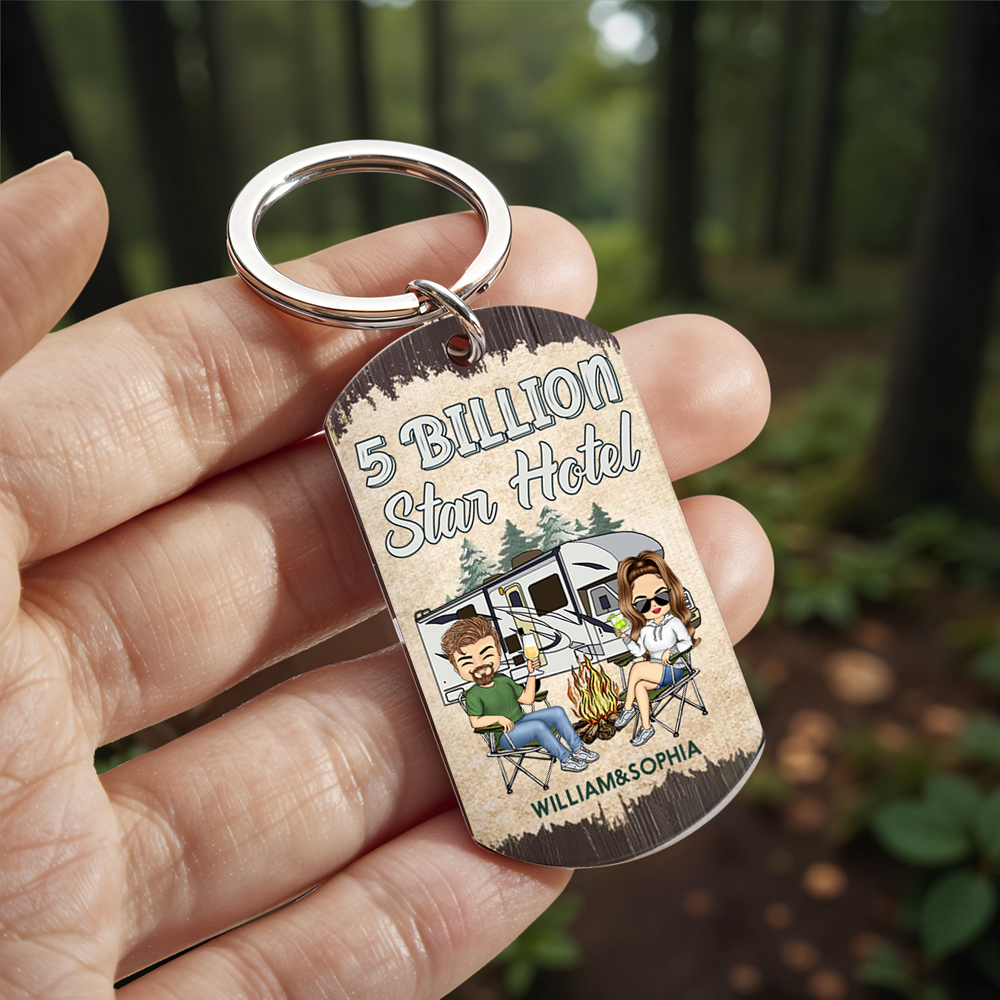 Personalized Aluminum Keychain Keys To The Camper - Anniversary, Loving Gifts For Couples, Husband, Wife, Camping Lovers
