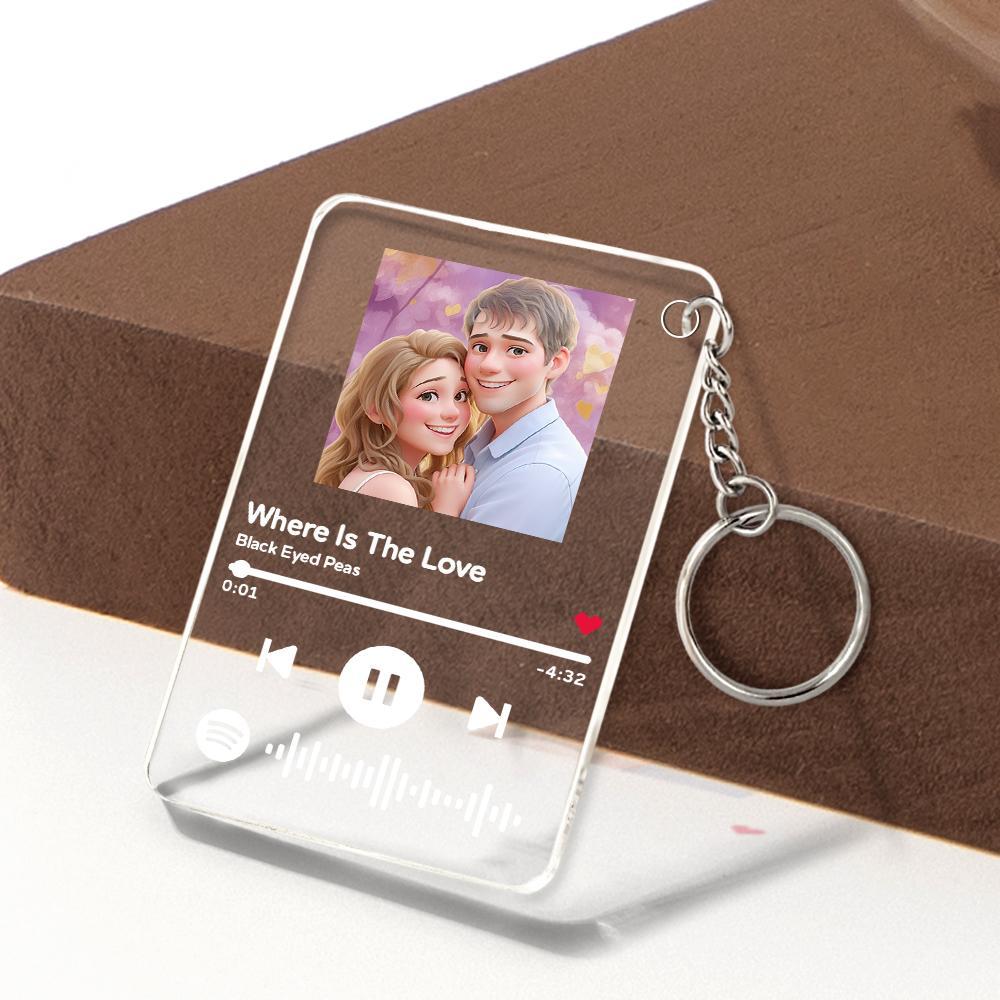 Custom Photo Cartoon Song Poster Scannable Spotify Code Acrylic Music Plaque Night Light Gifts For Her - MyPhotoSocks