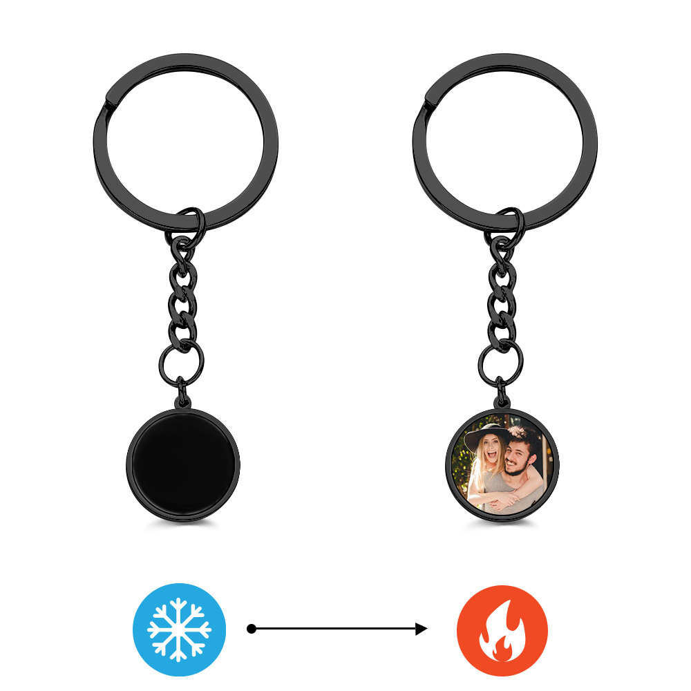 Personalized Photo Temperature-Sensitivel Color-Changing Keychain Gift