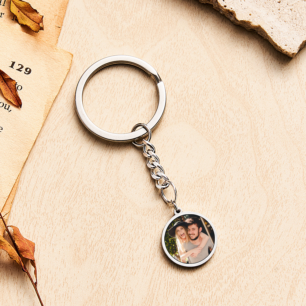 Personalized Photo Temperature-Sensitivel Color-Changing Keychain Gift for Lover