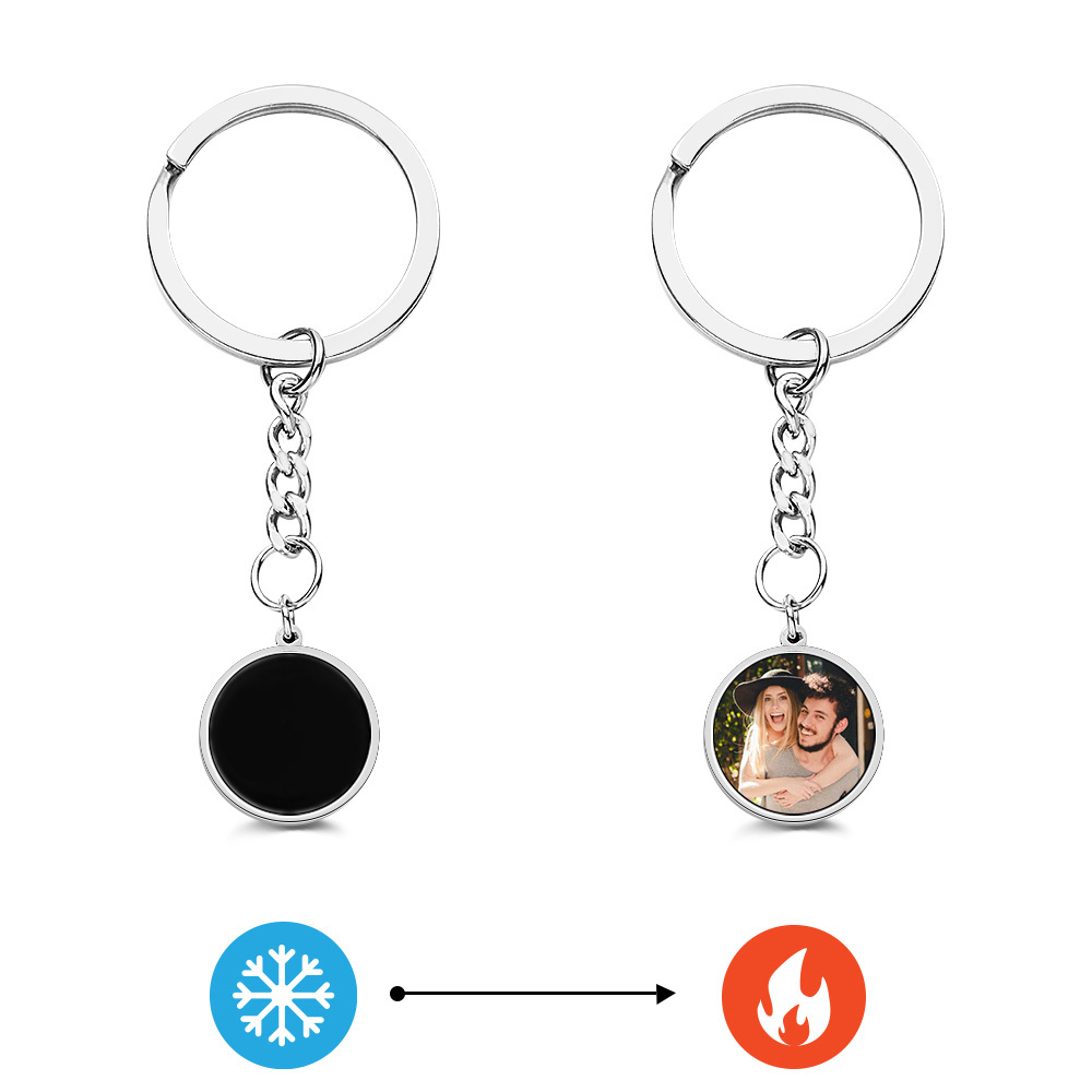 Personalized Photo Temperature-Sensitivel Color-Changing Keychain Gift for Lover
