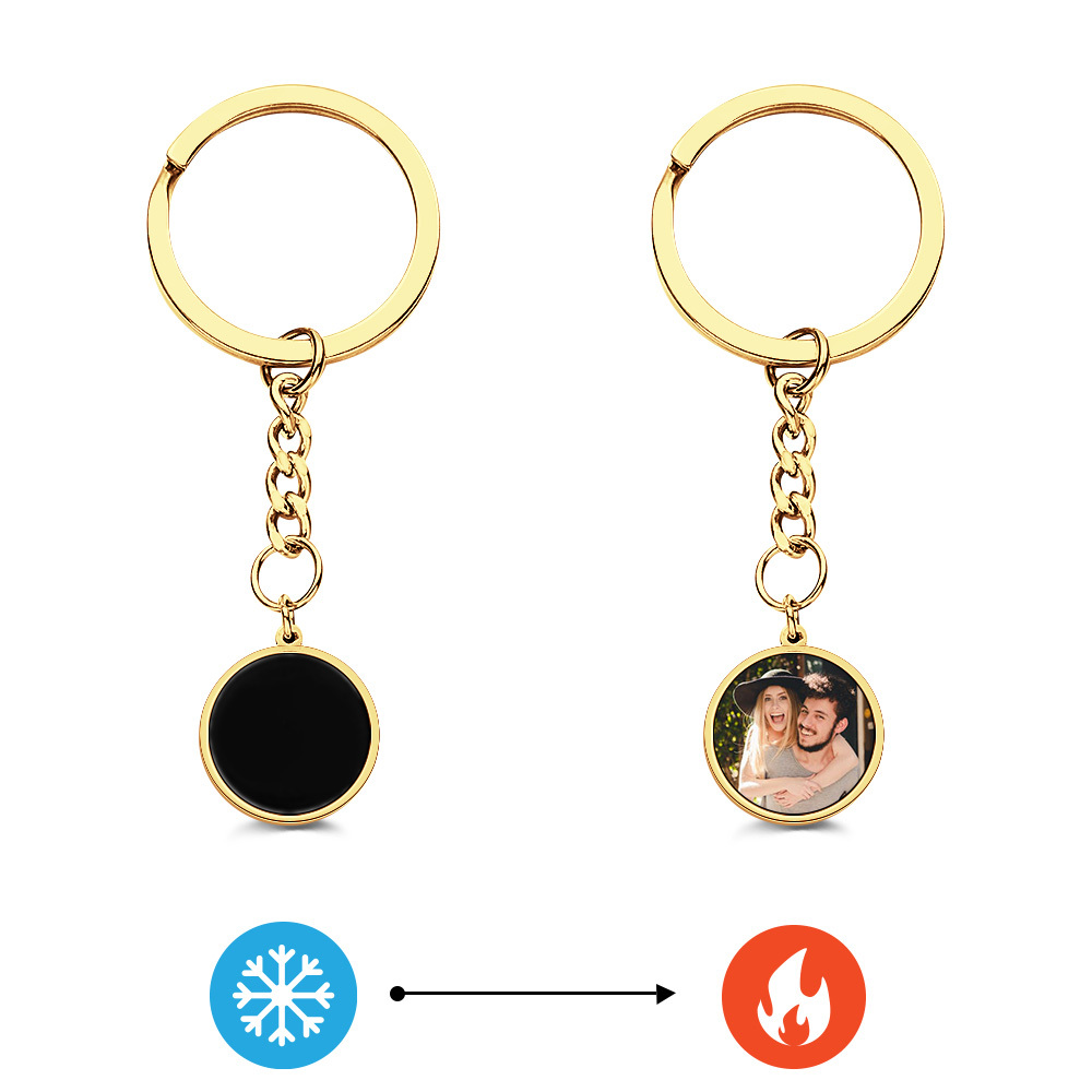 Personalized Photo Temperature-Sensitivel Color-Changing Keychain Gift for Lover