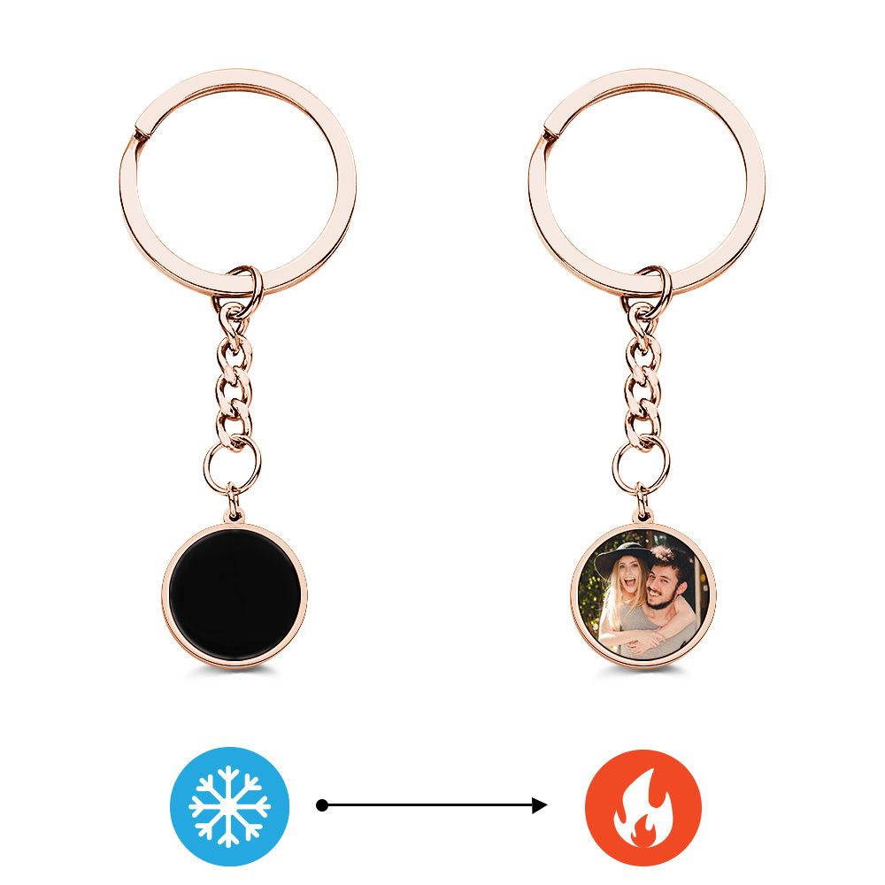 Personalized Photo Temperature-Sensitivel Color-Changing Keychain Gift for Lover